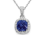 1.29 Carat (ctw) Lab-Created Blue and White Sapphire Pendant Necklace in Sterling Silver with Chain